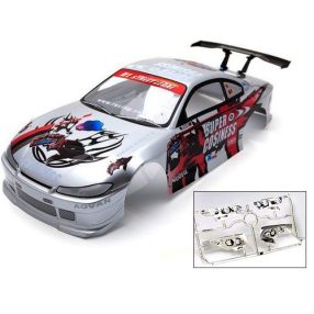   1:10 Nissan Silvia S15 Cosiness Drift + lámpatest, szárny festett karosszéria 185mm