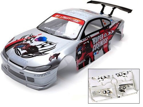 1:10 Nissan Silvia S15 Cosiness Drift + lámpatest, szárny festett karosszéria 185mm