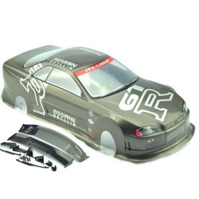  1:10 Nissan Skyline GTR festett karosszéria + szárny (szürke)