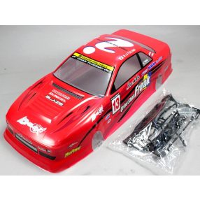   1:10  NISSAN 180SX DM13  Freak drift festett karosszéria (piros) + szárny