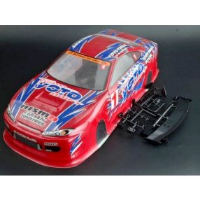   1:10 NISSAN Silvia S15 Yoto Drift festett karosszéria (piros) + szárny