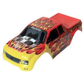 Himoto 1:10 Monster karosszéria  sárga  piros lángnyelvek Himoto 1:10 Monster karosszéria  sárga  piros lángnyelvek