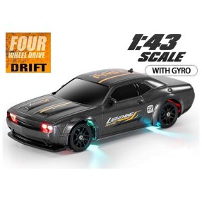   Amewi 1:43 Dodge Challenger 4WD Drift/onroad autómodell RTR (metál szürke)