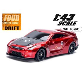   Amewi 1:43 Nissan GTR 4WD Drift/onroad autómodell RTR (metál piros)