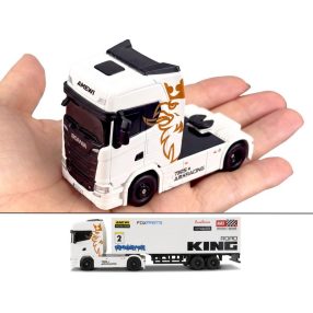   Mini Scania 730S 1:64  RTR távirányítós kamion ( vontató + pót )  fehér