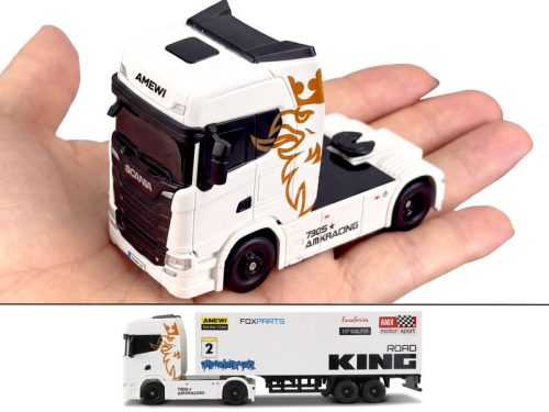 Mini Scania 730S 1:64  RTR távirányítós kamion ( vontató + pót )  fehér