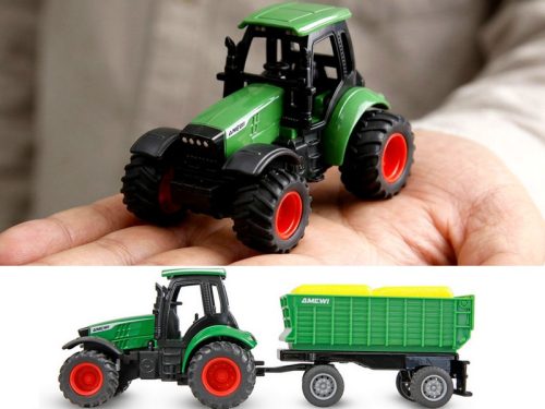 Mini 1:64 Fém távirányítós traktor+pótkocsi  RTR  (zöld)