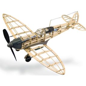   (RENDELÉSRE) Guillow's Supermarine Spitfire  balsa kit gumimotoros, lézer vágott repülőmodell (szárny 70cm)