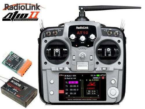 Radiolink AT10II 12 csatornás, telemetriás, 2.4GHz pultos távirányító + vevő + telemetria modul FHSS (szürke)