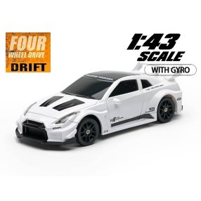   1:43 Nissan GTR Nismo 4WD Drift/onroad autómodell RTR (fehér)