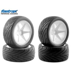   Fastrax 1:10 Buggy aszfalt kerék, küllős fehér felnin 4db