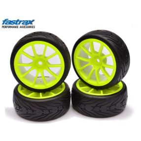   Fastrax 1:10 pályaautó kerék 10 küllős neon sárga felnivel 4 db