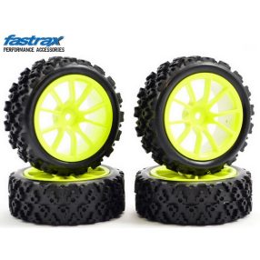 Fastrax 1:10 Rally kerék 10 küllős neon sárga felnivel 4 db   Fastrax 1:10 Rally kerék 10 küllős neon sárga felnivel 4 db