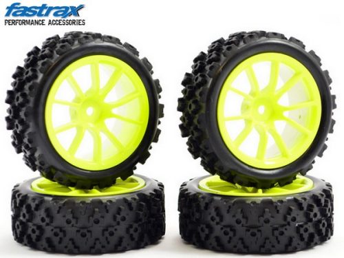 Fastrax 1:10 Rally kerék 10 küllős neon sárga felnivel 4 db