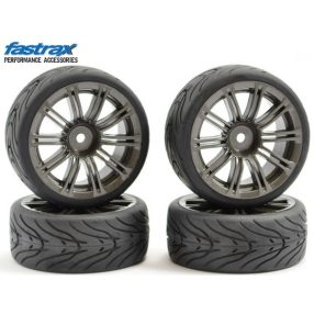   Fastrax 1:10 pályaautó kerék 20 küllős felnin 4db (gun metál)