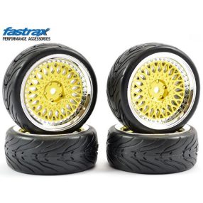   Fastrax 1:10 pályaautó kerék BBS felnin 4db (arany, króm)