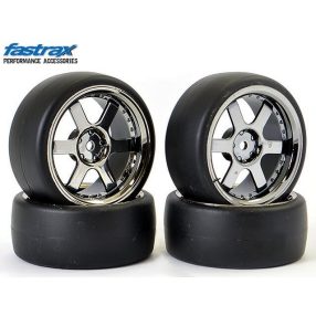 Fastrax 1:10 drift kerék 6 ágú fekete króm felnivel  (Ofszet 3mm) 4db    Fastrax 1:10 drift kerék 6 ágú fekete króm felnivel  (Ofszet 3mm) 4db