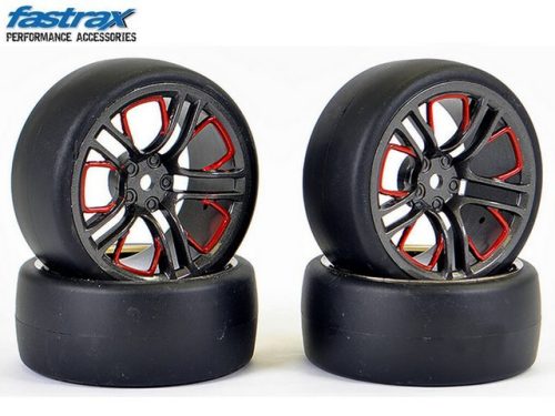Fastrax 1:10 drift kerék BBS 10 küllős fekete, piros felnin (Ofszet 3mm) 4db 