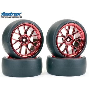 Fastrax 1:10 drift kerék BBS 14 küllős metál piros felnin (Ofszet 3mm) 4db    Fastrax 1:10 drift kerék BBS 14 küllős metál piros felnin (Ofszet 3mm) 4db