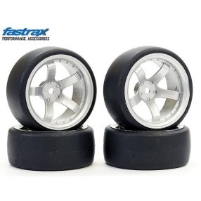 Fastrax 1:10 drift kerék 5 ágú szatén ezüst felnin (Ofszet: 9mm) 4db   Fastrax 1:10 drift kerék 5 ágú szatén ezüst felnin (Ofszet: 9mm) 4db