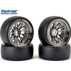 Fastrax 1:10 drift kerék BBS fekete króm felnin  (Ofszet 9mm) 4db   Fastrax 1:10 drift kerék BBS fekete króm felnin  (Ofszet 9mm) 4db