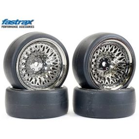 Fastrax 1:10 drift kerék D1 Classic fekete króm felnin  (Ofszet 9mm) 4db   Fastrax 1:10 drift kerék D1 Classic fekete króm felnin  (Ofszet 9mm) 4db