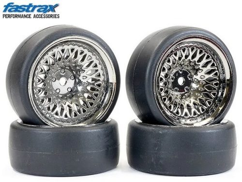 Fastrax 1:10 drift kerék D1 Classic fekete króm felnin  (Ofszet 9mm) 4db