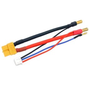 Keménytokos LIpo akku kábel XT60 / 5mm hasított / 2mm aranycsati   Keménytokos LIpo akku kábel XT60 / 5mm hasított / 2mm aranycsati