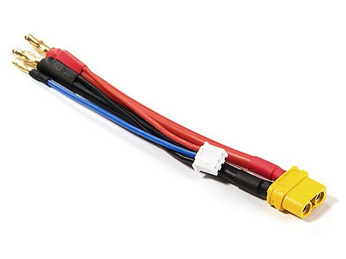 Keménytokos LIpo akku kábel XT60 / 4mm rugós / 2mm aranycsati 