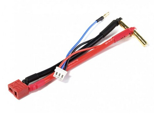 Keménytokos LIpo akku kábel T Deans / 4mm hasított, lapos / 2mm aranycsati