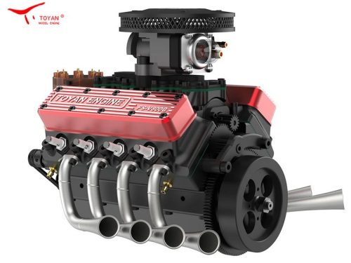 (RENDELÉSRE) TOYAN Four-stroke V8 overhead valve 28ccm vízhűtéses benzinmotor építőkészlet
