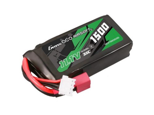 Gens ace 11.1V 1500mAh 3S 35C Rövid Airsoft Lipo akku, PEQ Laser ( T Deans) 