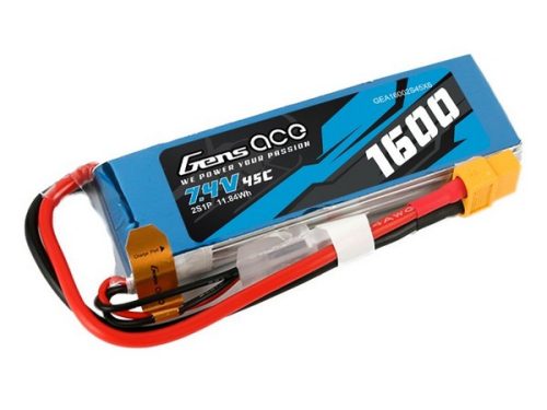 Gens ace 7.4V 1600mAh 45C 2S1P Lipo akku XT60 