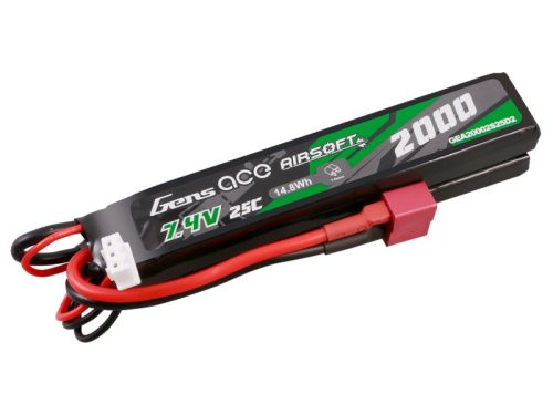 Gens ace 7.4v 2000mAh 2S 25C osztott Airsoft Lipo akku (Deans csati)