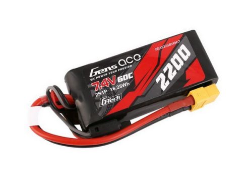 Gens ace 7.4V 2200mAh 60C 2S1P Rövid Lipo akku  XT60  (TRAXXAS 1:16 VXL)