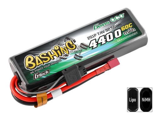 Gens ace ovál 7.4V 4400mAh 60C Lipo akku kemény tokos (T Deans)