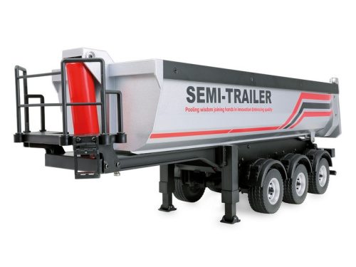 1:18 3 tengelyes billencs félpótkocsi, Scania 770S kamionhoz ezüst-szürke (HUINA)  