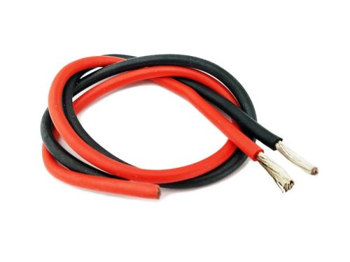 Szilikon kábel 10 mm2 (7 AWG) Piros és Fekete 2x50cm