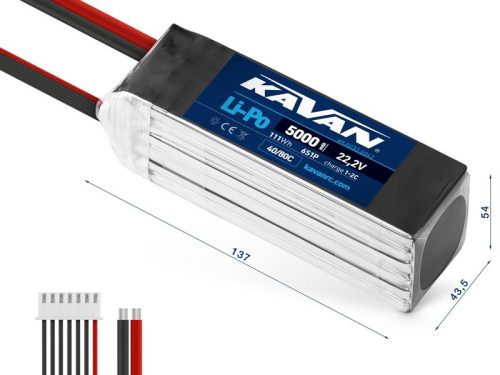 KAVAN 5000mAh 6S1P 22.2V 40C  Li-Po akku (RENDELÉSRE)