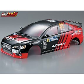   KILLERBODY 1:10 Mitsubishi Lancer Evo X Advan Rally festett Lexan karosszéria (190mm)