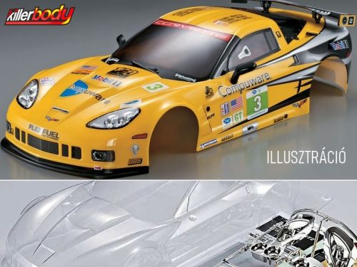 Killerbody 1:10 Corvette GT2 festetlen Lexan karosszéria (190mm)