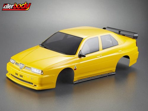 KILLERBODY 1:10  ALFA ROMEO 155 GTA festett Lexan karosszéria sárga (195mm) 