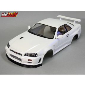   Killerbody 1:10 Nissan Skyline R34 festett Lexan karosszéria  (195mm) gyöngyház fehér