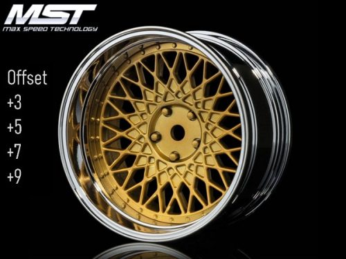 MST 1:10 On-Road 26mm Ofszet állítható, BBS króm arany felni 4 db 