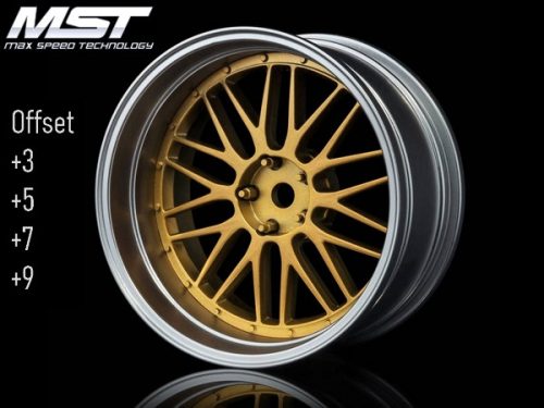 MST 1:10 On-Road 26mm Ofszet állítható, Y küllős arany-ezüst felni 4 db