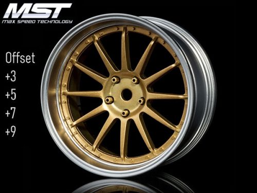 MST 1:10 Drift On-Road 26mm Állítható Ofszet , 12 küllős ezüst matt arany felni 4 db