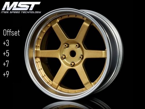 MST 1:10 On-Road 26mm Ofszet állítható, 6 küllős arany, ezüst felni 4 db 