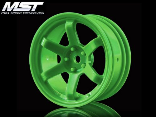 MST TE37 1:10 On-Road 26mm, Ofszet 5mm , 6 küllős zöld felni 4 db 