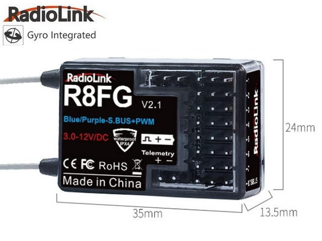 Radiolink R8FG V2.1 vevő 8 csatorna, giroszkóp, telemetria