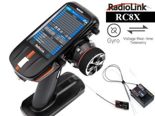 Radiolink RC8X 8 csatornás, telemetriás, giroszkópos 2.4GHz pisztoly távirányító, 2 vevő, táska